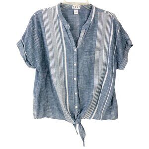 Dash 100% Cotton Striped Tie Top Blue White Farmcore Peasant Cottagecore Boho